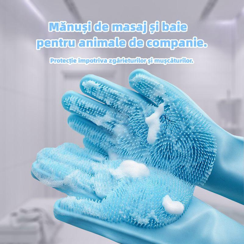 Mănuși de masaj și baie pentru animale de companie. protecție împotriva zgârieturilor și mușcăturilor.
