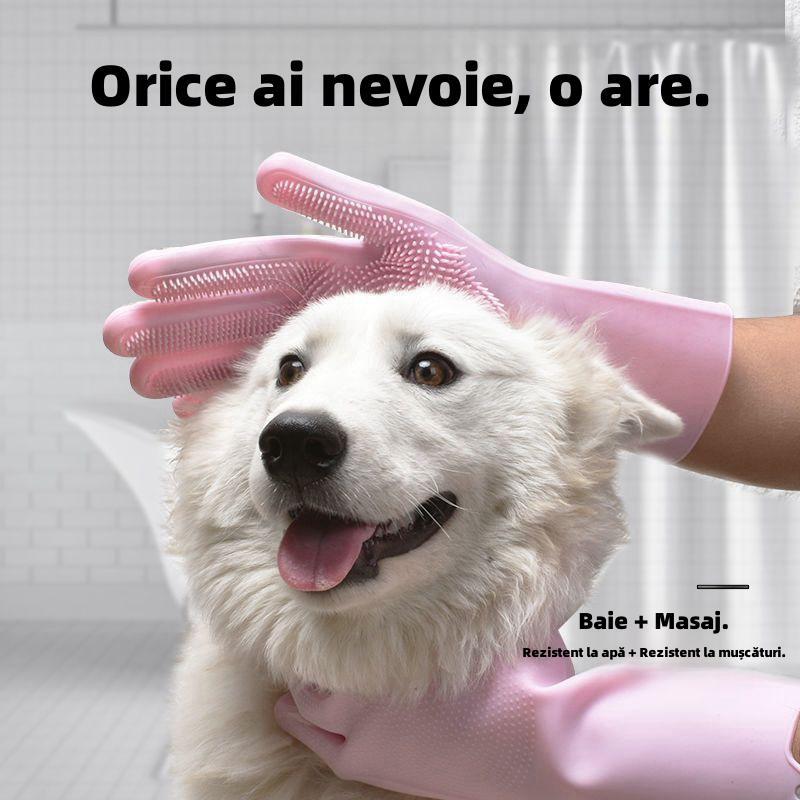 Mănuși de masaj și baie pentru animale de companie. protecție împotriva zgârieturilor și mușcăturilor.