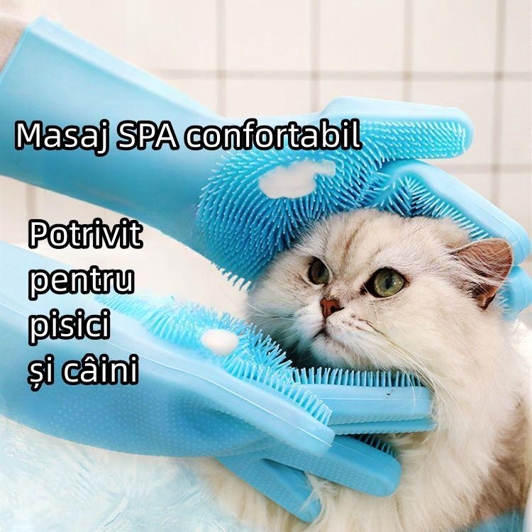Mănuși de masaj și baie pentru animale de companie. protecție împotriva zgârieturilor și mușcăturilor.