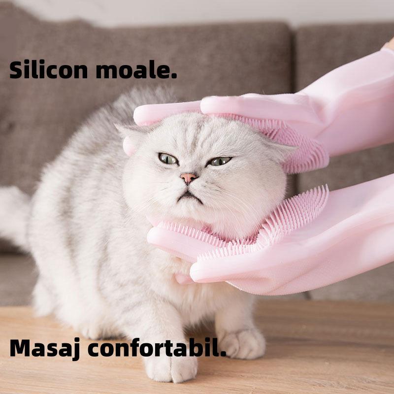 Mănuși de masaj și baie pentru animale de companie. protecție împotriva zgârieturilor și mușcăturilor.