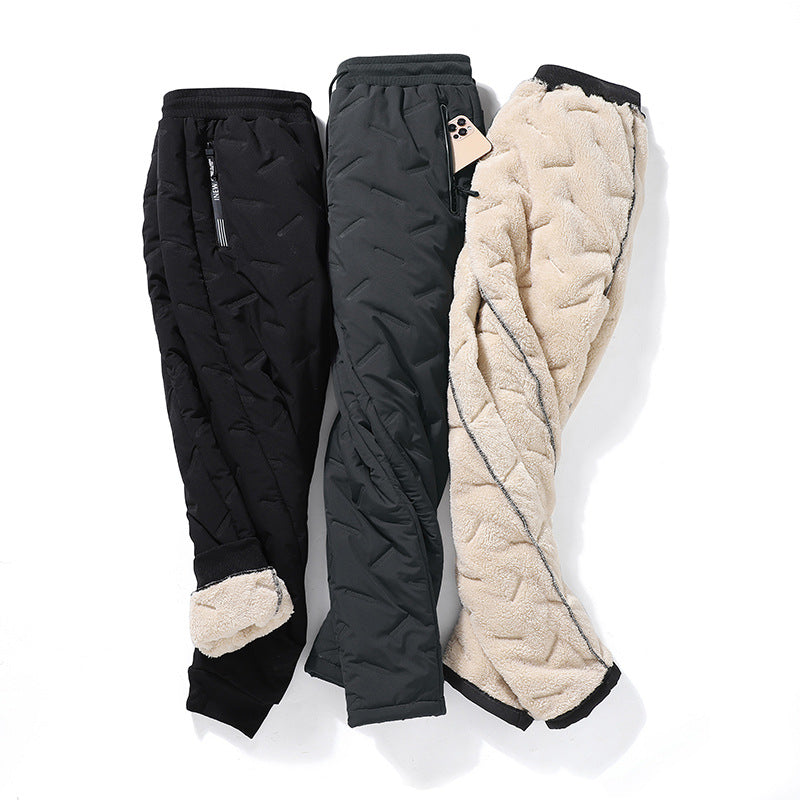 Mărime mare larna Mai gros Lână de oaie Pantaloni de bumbac pentru sport,Unisex
